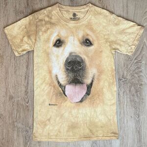 The Mountain Dog Face T-Shirt Golden Retriever Tan Small Photorealistic Tee